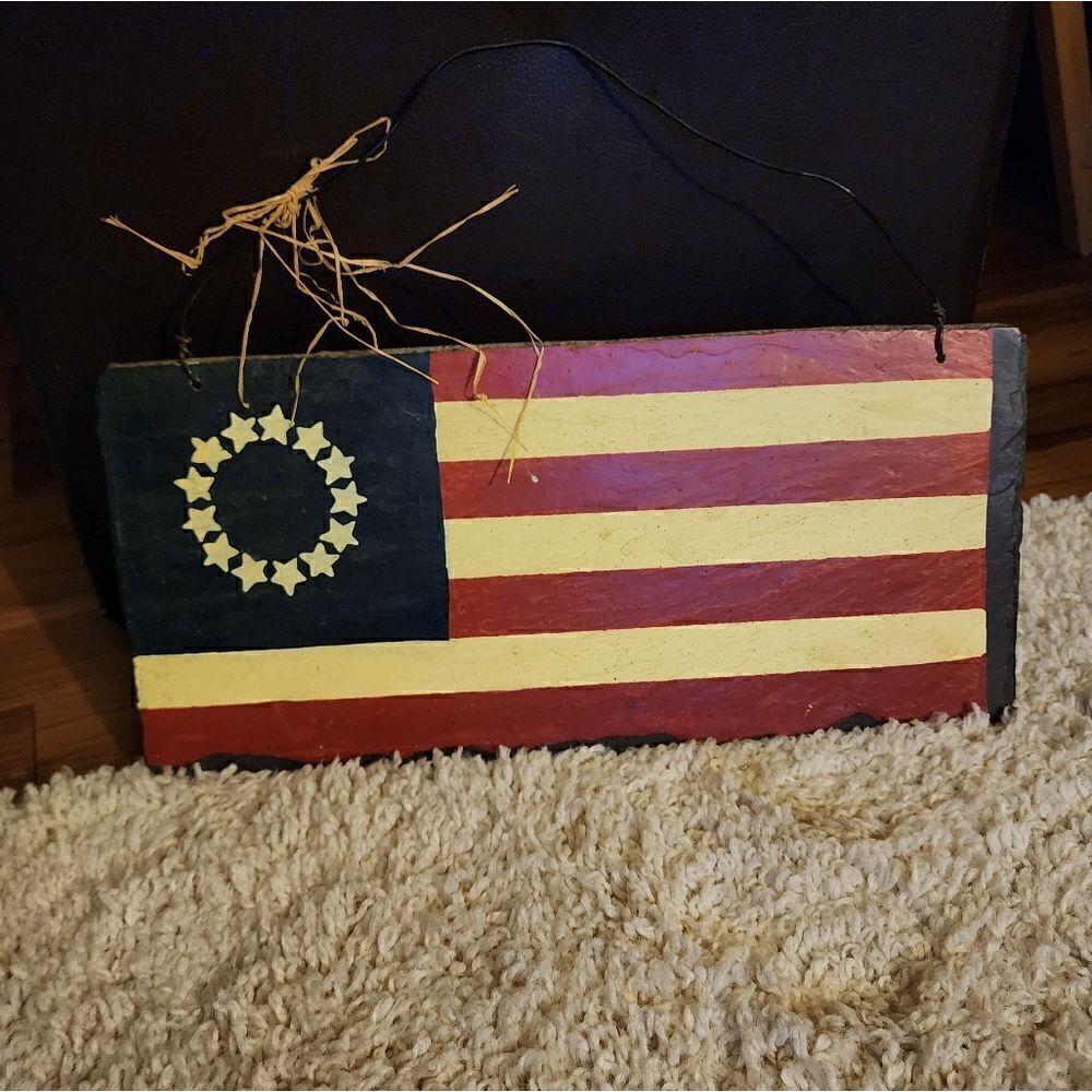 Americana American flag stone wall hanging